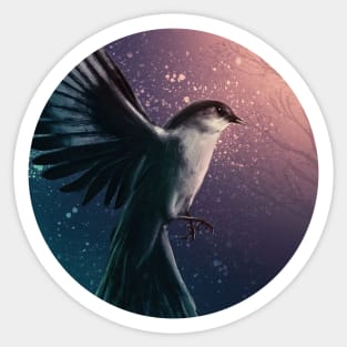 Dreamy mockingbird digital art Sticker